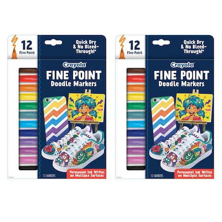 Crayola Doodle & Draw Fine Point Doodle Marker, 12 Colors, 24PK 58-8312